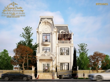 Phô diễn ngoại thất vượt trội biệt thự 3 tầng mái mansard thượng lưu BT210421